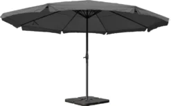 Sonnenschirm Meran Pro, Gastronomie Marktschirm Mit Volant Ø 5m Polyester/Alu 28kg Anthrazit Mit Ständer -Stil Beet Verkaufsgeschäft 1a641eca4e731213168978168c90f12a