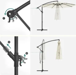 SONGMICS Sonnenschirm, Ø 300 Cm, Mit Ständer, Sonnenschutz UV-Schutz Bis UPF 50+, Mit Kurbel Zum Öffnen Und Schließen, Beige GPU116M01 -Stil Beet Verkaufsgeschäft 1a67aa28bdfa8460a1760bef52b8ec04