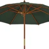 Sonnenschirm Runder Balkonschirm Grün 300 Cm Als Hochwertiger Schattenspender Gartenschirm Aus Holz Mit Windauslass & UPF 50+