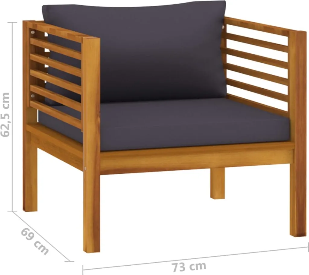 VidaXL Gartenstuhl Mit Dunkelgrauen Kissen Massivholz Akazie 7 VidaXL Gartenstuhl Mit Dunkelgrauen Kissen Massivholz Akazie - Image 7