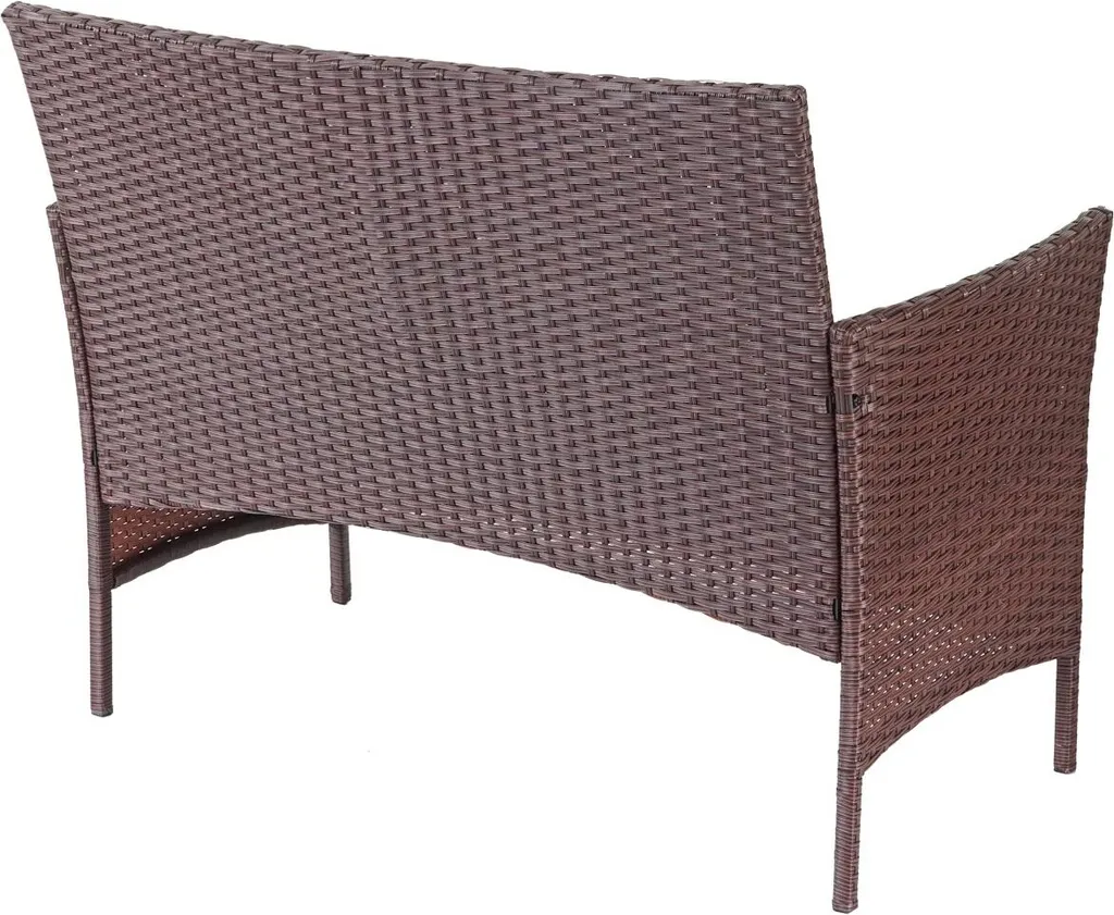 Poly-Rattan Garten-Garnitur HWC-D82, Sitzgruppe Lounge-Set Braun-meliert Mit Kissen Creme 3 Poly-Rattan Garten-Garnitur HWC-D82, Sitzgruppe Lounge-Set Braun-meliert Mit Kissen Creme - Image 3
