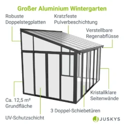 Juskys Wintergarten 12,5 M² - Mit Kristallklaren Wänden, Doppel-Schiebetüren & UV-Schutz – Wasserdicht & Winterfeste Überdachung Aus Aluminium - Grau 11 Juskys Wintergarten 12,5 M² - Mit Kristallklaren Wänden, Doppel-Schiebetüren & UV-Schutz – Wasserdicht & Winterfeste Überdachung Aus Aluminium - Grau -Stil Beet Verkaufsgeschäft 1c14dcee986fc72e23798bb6cae8d2e5