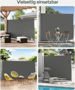 SONGMICS Seitenmarkise, Sichtschutz, 200 X 400 Cm, Ausziehbar Aus 220 G/m² Polyester,Blickdicht, Seitenrollo, Für Balkon, Terrasse, Garten, Anthrazit GSA204G02 -Stil Beet Verkaufsgeschäft 1c806b71c5c6e43676df75b885797fd8