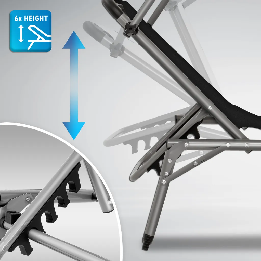 Tillvex® Sonnenliege Mit Dach Schwarz | Gartenliege Klappbar | Liegestuhl Mit 6-fach Verstellbarer Rückenlehne Und Tragegriff 4 Tillvex® Sonnenliege Mit Dach Schwarz | Gartenliege Klappbar | Liegestuhl Mit 6-fach Verstellbarer Rückenlehne Und Tragegriff - Image 4