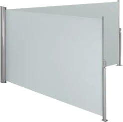Tectake Aluminium Doppel Seitenmarkise Ausziehbar Mit Aufrollmechanismus - 200 X 600 Cm, Grau