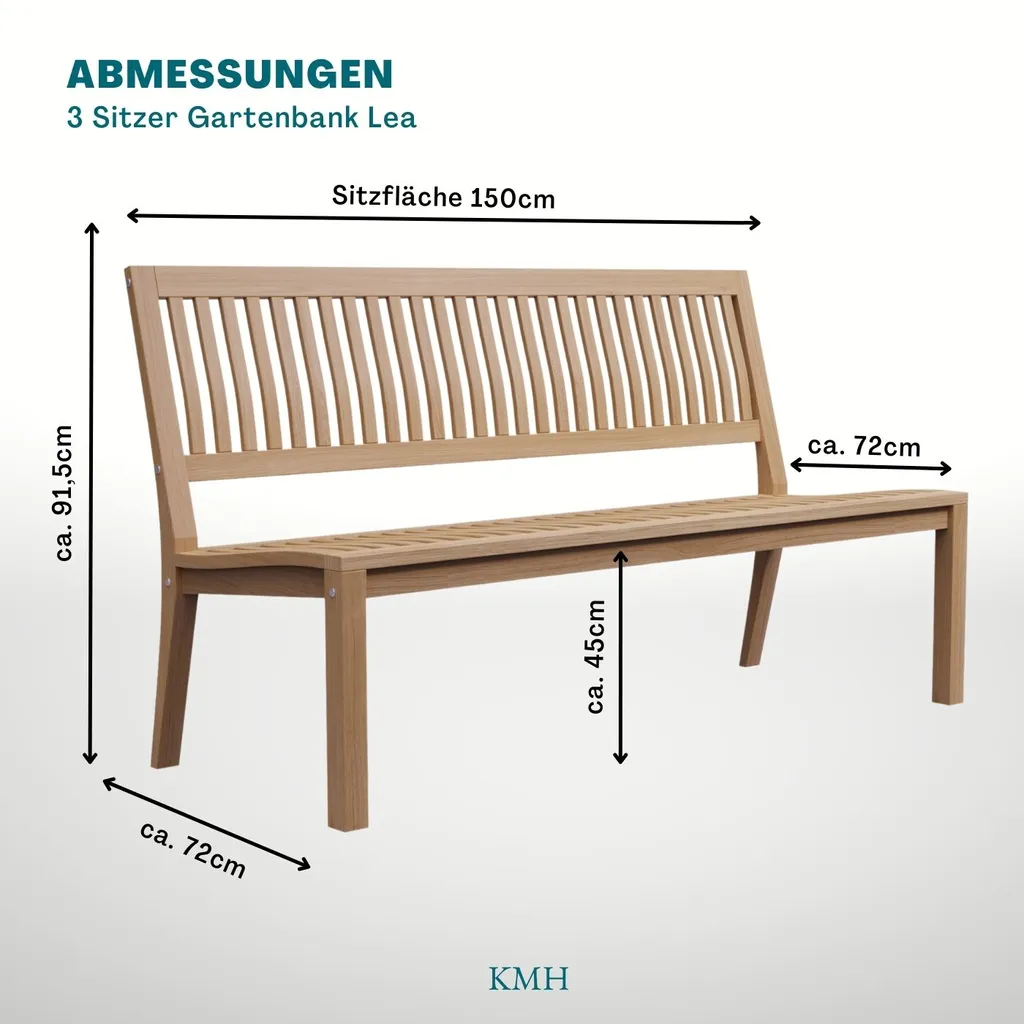 KMH® TEAK 3-sitzer Bank *Lea* O.A. 3 KMH® TEAK 3-sitzer Bank *Lea* O.A. - Image 3