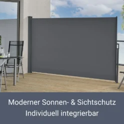 Juskys Seitenmarkise Dubai 500 X 200 Cm Ausziehbar Blickdicht, Sichtschutz Windschutz Für Balkon & Terrasse, Seitenrollo Wandhalterung - Anthrazit -Stil Beet Verkaufsgeschäft 1efcbee1000b2ceb59357561436f7656