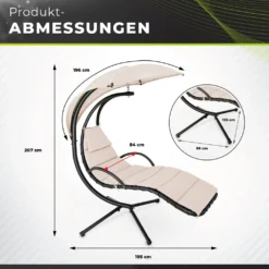 Tillvex Hängeliege Beige Mit Gestell Schwebeliege Schwingliege Gartenliege Sonnenliege Garten -Stil Beet Verkaufsgeschäft 1f59fc2dbe23c5ada46c3ad94fe43da2