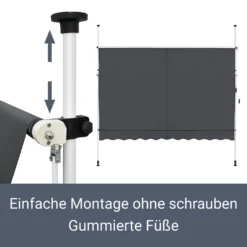 Juskys Klemmmarkise 250 X 120 Cm Mit Handkurbel - Markise Ohne Bohren - Höhenverstellbar, UV-beständig & Wasserabweisend - Balkonmarkise Balkon Grau 11 Juskys Klemmmarkise 250 X 120 Cm Mit Handkurbel - Markise Ohne Bohren - Höhenverstellbar, UV-beständig & Wasserabweisend - Balkonmarkise Balkon Grau -Stil Beet Verkaufsgeschäft 1fe529d0f1fdcf8d8409e197c3fbfcd8