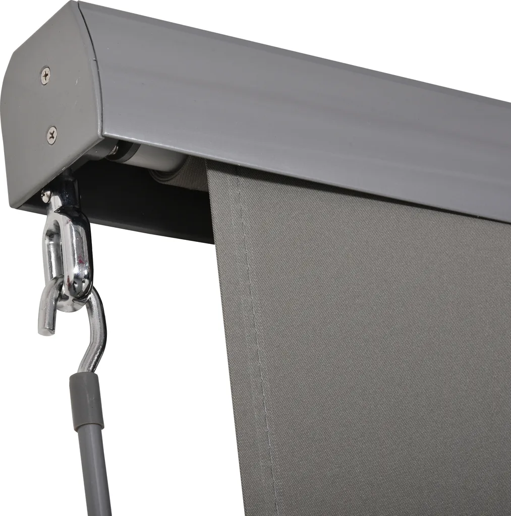 Outsunny Senkrechtmarkise Balkonmarkise Vertikalmarkise UV50+ Windschutz Seitenrollo Sichtschutz Mit Handkurbel Polyester+Aluminium Hellgrau 140 X 250 Cm 7 Outsunny Senkrechtmarkise Balkonmarkise Vertikalmarkise UV50+ Windschutz Seitenrollo Sichtschutz Mit Handkurbel Polyester+Aluminium Hellgrau 140 X 250 Cm - Image 7