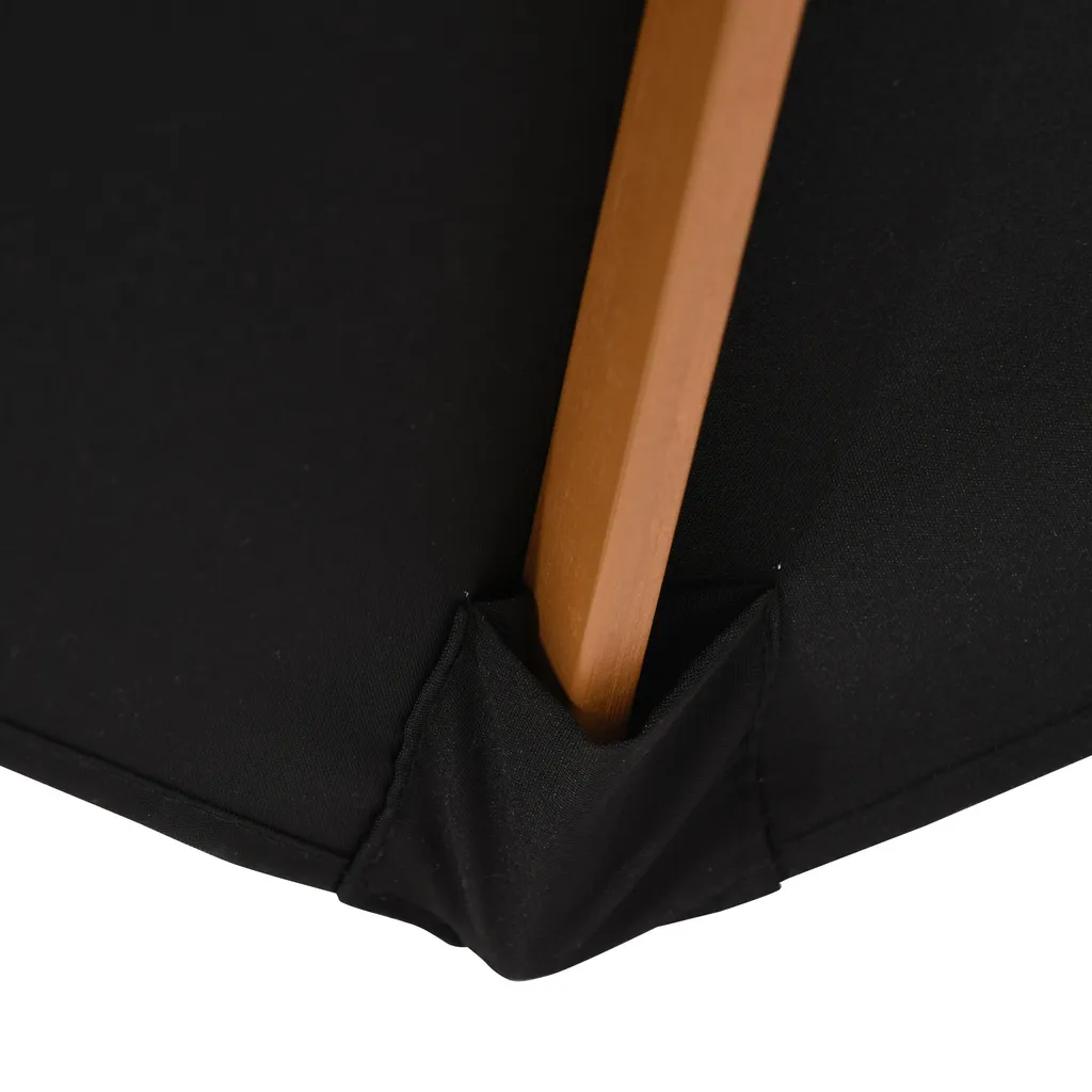 Outsunny Sonnenschirm, Gartenschirm, 3-stufig, Sonnenschutz, Bambus 180/㎡ Polyester, Schwarz, Ø2,5 X 2,3 M 9 Outsunny Sonnenschirm, Gartenschirm, 3-stufig, Sonnenschutz, Bambus 180/㎡ Polyester, Schwarz, Ø2,5 X 2,3 M - Image 9