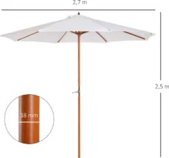 Outsunny Sonnenschirm Holzschirm Gartenschirm Balkonschirm Kurbelschirm, Pappel, Creme, Φ2.7x2.5m (Modell1) 9 Outsunny Sonnenschirm Holzschirm Gartenschirm Balkonschirm Kurbelschirm, Pappel, Creme, Φ2.7x2.5m (Modell1) -Stil Beet Verkaufsgeschäft 208f4126c3a5b9d55dbfef547e7c58f6