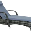 Outsunny Gartenliege Sonnenliege Rattanliege Gartenmöbel Liege Mobil Mit Kissen, Polyrattan+Metall, Grau, 200 X 73 X 30-103 Cm