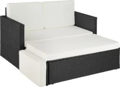 Tectake Rattan Lounge Korfu - Schwarz