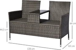 Outsunny Polyrattan Gartenbank Gartensofa Sitzbank Mit Tisch 2-Sitzer Stahl Grau B133 X T63 X H84cm -Stil Beet Verkaufsgeschäft 230cbb4b9aec6c631c9abb81f3cce3d3