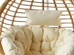 Mirjan24 Hängesessel Bali, Stilvoll Hängekorb, Gartensessel Mit Stahlskelett, Rattan, Kokon (Schwarz / Natur + Grau Kissen) -Stil Beet Verkaufsgeschäft 232babc665f347ce5c6e1633c3ad617b