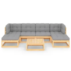 VidaXL 7-tlg. Garten-Lounge-Set Mit Kissen Kiefer Massivholz -Stil Beet Verkaufsgeschäft 23a1ed6118314a39c8750ed4dce3e36f