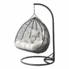 Mirjan24 Hängesessel Opam, Zweisitzer Hängekorb, Stilvoll Gartensessel Mit Stahlskelett (Farbe: Grau / Kissen: Grau)