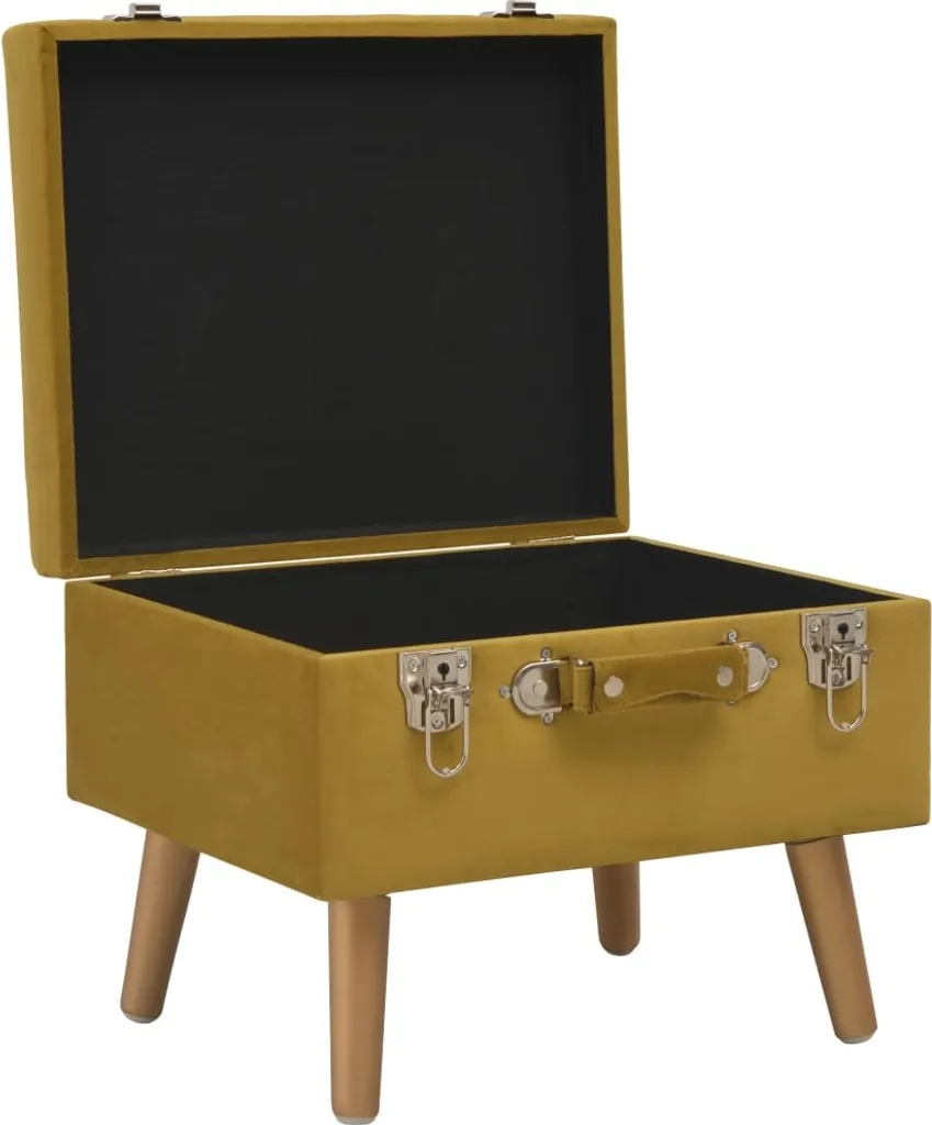 VidaXL Hocker Mit Stauraum 40 Cm Senfgelb Samt 4 VidaXL Hocker Mit Stauraum 40 Cm Senfgelb Samt - Image 4