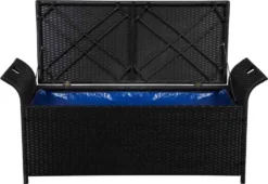 VidaXL Truhenbank Mit Polster 138 Cm Poly Rattan Schwarz -Stil Beet Verkaufsgeschäft 2563c1427bc1b98a4f88e3338b5eb0d6