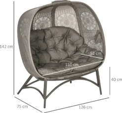 Outsunny Gartenstuhl 2-Sitzer, Korb-Stuhl Mit Faltbarem Korb, Papasansessel Mit Kissen, Loungesessel Für Balkon, Terrasse, Stahl, Sand, 126 X 75 X 142 Cm 11 Outsunny Gartenstuhl 2-Sitzer, Korb-Stuhl Mit Faltbarem Korb, Papasansessel Mit Kissen, Loungesessel Für Balkon, Terrasse, Stahl, Sand, 126 X 75 X 142 Cm -Stil Beet Verkaufsgeschäft 2658bd0bc9f437d037d9c66774aad469