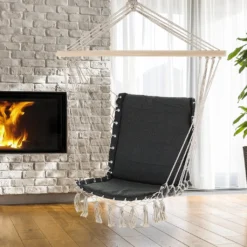 Detex Hängesessel 150kg Hängesitz Sitzpolster Atmungsaktiv Boho Style Geflochten Hängestuhl Hängeschaukel Hängematte Outdoor Indoor Garten, Farbe:Grau -Stil Beet Verkaufsgeschäft 2691b2ea80c9a87d58efe19c03ba7dd0