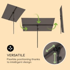 Blumfeldt Flex-Shade L Sonnenschirm Sonnenschutz ,Fläche: 130 X 180 Cm ,Material: Polyester ,UV-Schutzfaktor 50 ,Aluminium-Standbein ,wasserabweisend ,dunkelgrau -Stil Beet Verkaufsgeschäft 27edd2469085e44c6e987359aafc16bd