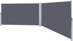 Lospitch Doppel Seitenmarkise Markisen Wandmarkise 180x600cm Ausziehbar Garten Sichtschutz Grau