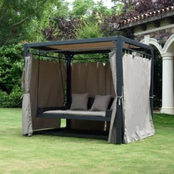 HOME DELUXE Pavillon Gartenliege PROVENCE - 236 X 180 X 210 Cm |Gartenliege Mit Sonnendach, Schwebeliege Mit Rattanbett, Doppelliege, Hollywoodschaukel -Stil Beet Verkaufsgeschäft 284def738b297de1de3097d83e479a73