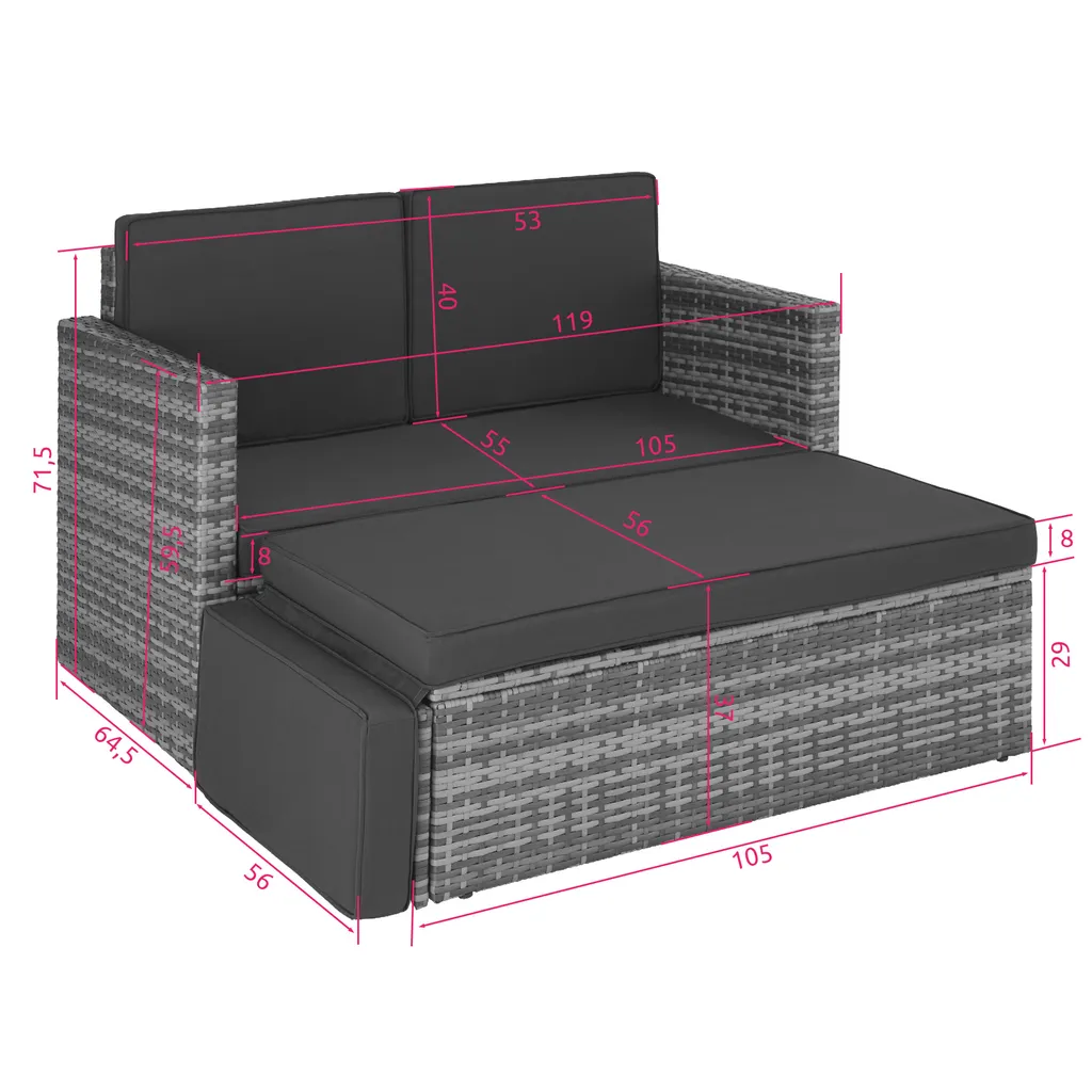 Tectake Rattan Lounge Korfu - Natur 3 Tectake Rattan Lounge Korfu - Natur - Image 3