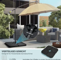 Outsunny Schirmgewicht 4er-Set, Ampelschirmständer Mit 60 Liter Wasser/ 78 Kg Sand Befüllbar, Marktschirmständer, Schirmständer Für Ampelschirm, Schwarz -Stil Beet Verkaufsgeschäft 28654b69d2ef1fc9f66f060d2491d617