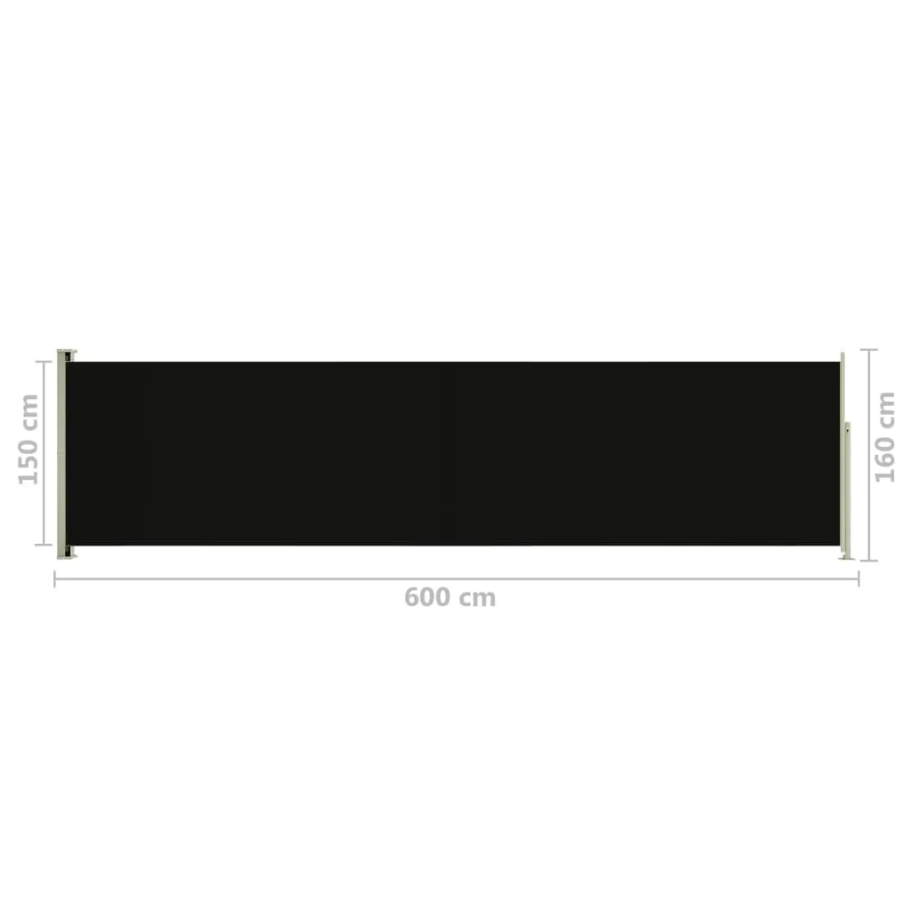 VidaXL Seitenmarkise Ausziehbar 160x600 Cm Schwarz 7 VidaXL Seitenmarkise Ausziehbar 160x600 Cm Schwarz - Image 7