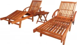 VidaXL Sonnenliegen 2 Stk. Mit Tisch Akazie Massivholz