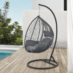 Hängesessel Capileira 1-Sitzer Outdoor Hängestuhl Mit Gestell Und Kissen Hängekorb Bis 150 Kg Dunkelgrau -Stil Beet Verkaufsgeschäft 290cf79954e2d208aa889b366f0468dc