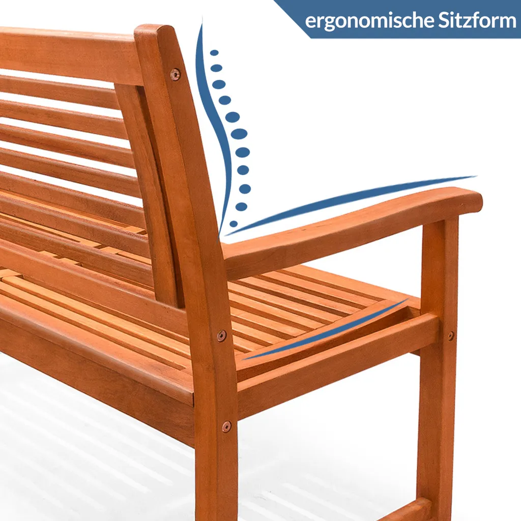 Deuba Gartenbank Bologna 2-Sitzer L 120 X T 60 X H 90 Cm,Eukalyptusholz, Bis 320 Kg Belastbar, Naturbelassen 7 Deuba Gartenbank Bologna 2-Sitzer L 120 X T 60 X H 90 Cm,Eukalyptusholz, Bis 320 Kg Belastbar, Naturbelassen - Image 7