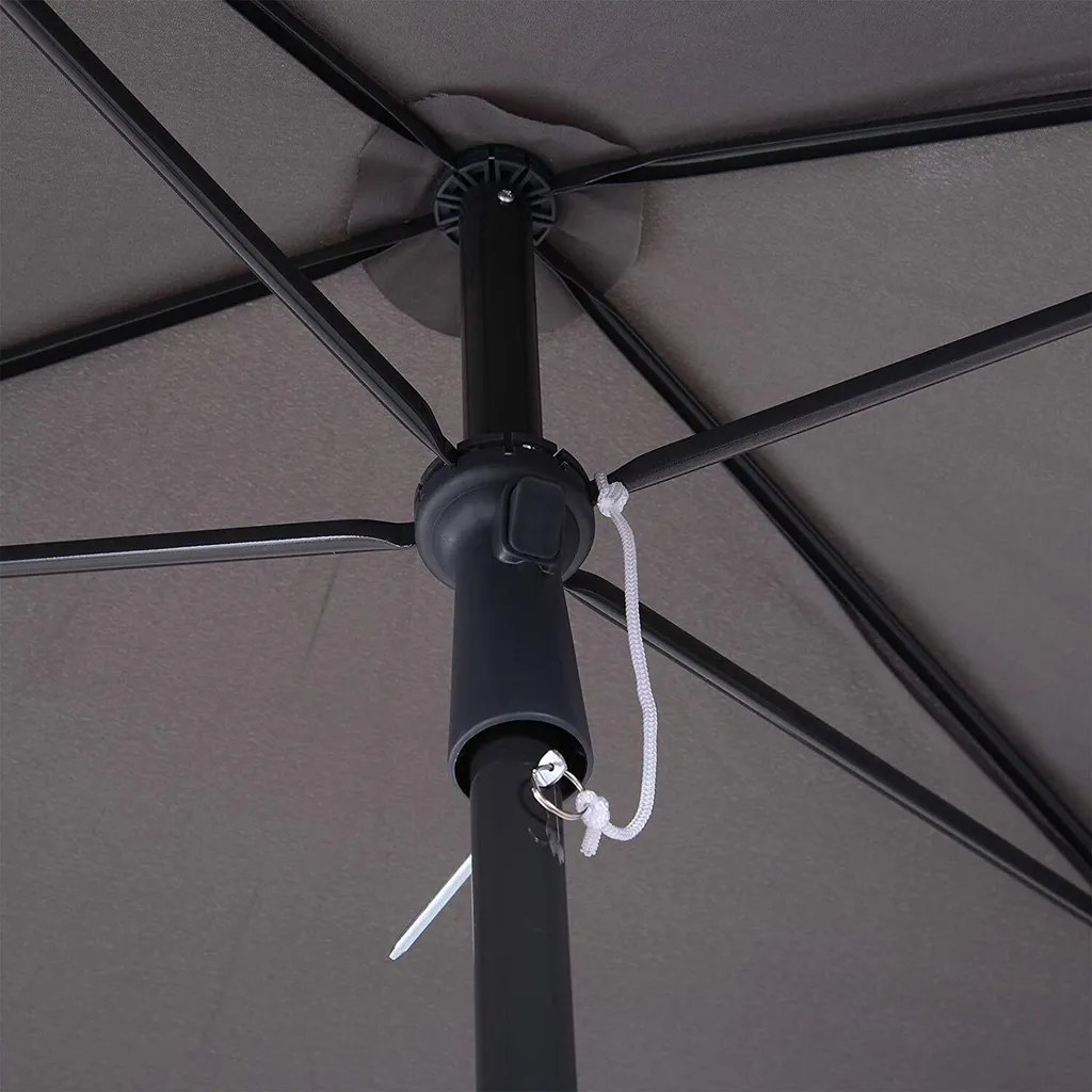 Outsunny Sonnenschirm Gartenschirm Strandschirm Balkonschirm Schirm Sonnenschutz Knickbar (Grau+Schwarz) 3 Outsunny Sonnenschirm Gartenschirm Strandschirm Balkonschirm Schirm Sonnenschutz Knickbar (Grau+Schwarz) - Image 3