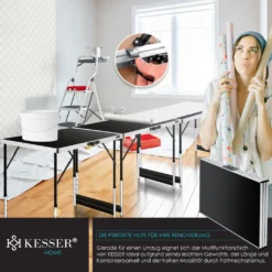KESSER® Multifunktionstisch Profi 3- Teilig, 100 X 60 Cm, Tapeziertisch 30kg Tragkraft Je Tisch Mit Ausziehfunktion Klapptisch Flohmarktisch Beistelltisch Mehrzwecktisch Campingtisch Höhenverstellbar, Farbe:Schwarz -Stil Beet Verkaufsgeschäft 29f6c91575238ba847036e0ae6fa2dc9