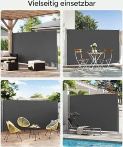 SONGMICS Alu Seitenmarkise 200 X 400 Cm 280 G/m² Ausziehbar Sichtschutz, Sonnenschutz Für Balkon & Terrasse Anthrazit GSA204G01 -Stil Beet Verkaufsgeschäft 2a607ee986e78f731741d2ef18fb5816