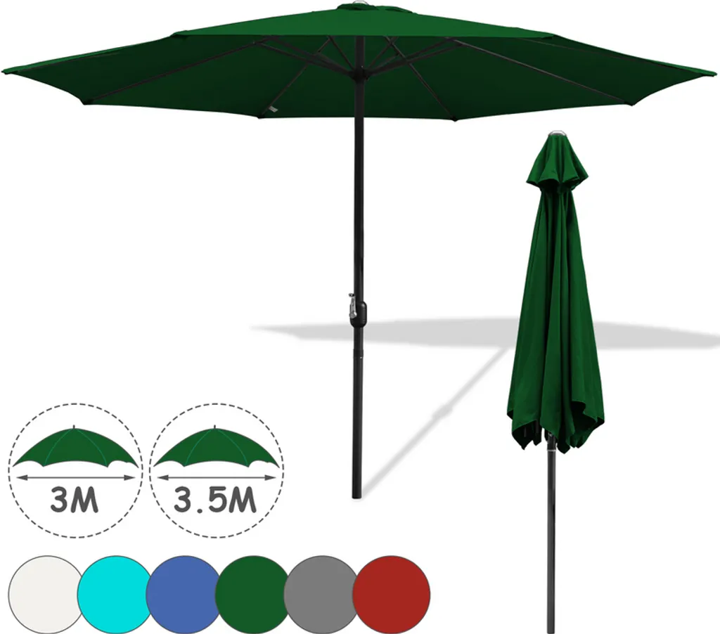 Lospitch 3.5m Sonnenschirm Gartenschirm Wasserabweisend Terrassenschirm UV40+ Mit Handkurbel Balkon Marktschirm,Grün,3.5m 1 Lospitch 3.5m Sonnenschirm Gartenschirm Wasserabweisend Terrassenschirm UV40+ Mit Handkurbel Balkon Marktschirm,Grün,3.5m