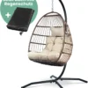 VITA5 Hängesessel Mit Gestell - Bequemer Hängekorb Sessel Zum Entspannen - Einzigartiger Hängesessel Indoor Und Outdoor - Boho Egg Schaukel Für Terrasse, Kinderzimmer, Leseecke - 150kg Tragkraft, Beige