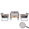 Garten-Garnitur HWC-K42, Gartenlounge Lounge-Set Sitzgruppe Sofa, Seilgeflecht Rope Polywood Stahl, Polster Hellgrau