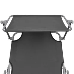 VidaXL Klappliege Mit Sonnenschutz Stahl Grau -Stil Beet Verkaufsgeschäft 2dd0ec578e3cb4aa2fbd36d82ea7ba03