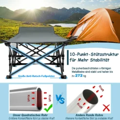 COSTWAY Klappbare Campingliege, Campingbett Feldbett Klappbett, Liege Bett Reiseliege Bis 400 Kg Belastbar, Einzelbett Faltbett Mit Seitentasche, Für Campingplatz, Strand Und Büro -Stil Beet Verkaufsgeschäft 2e094a4b3357000c5cc7a5cc15db4ba8