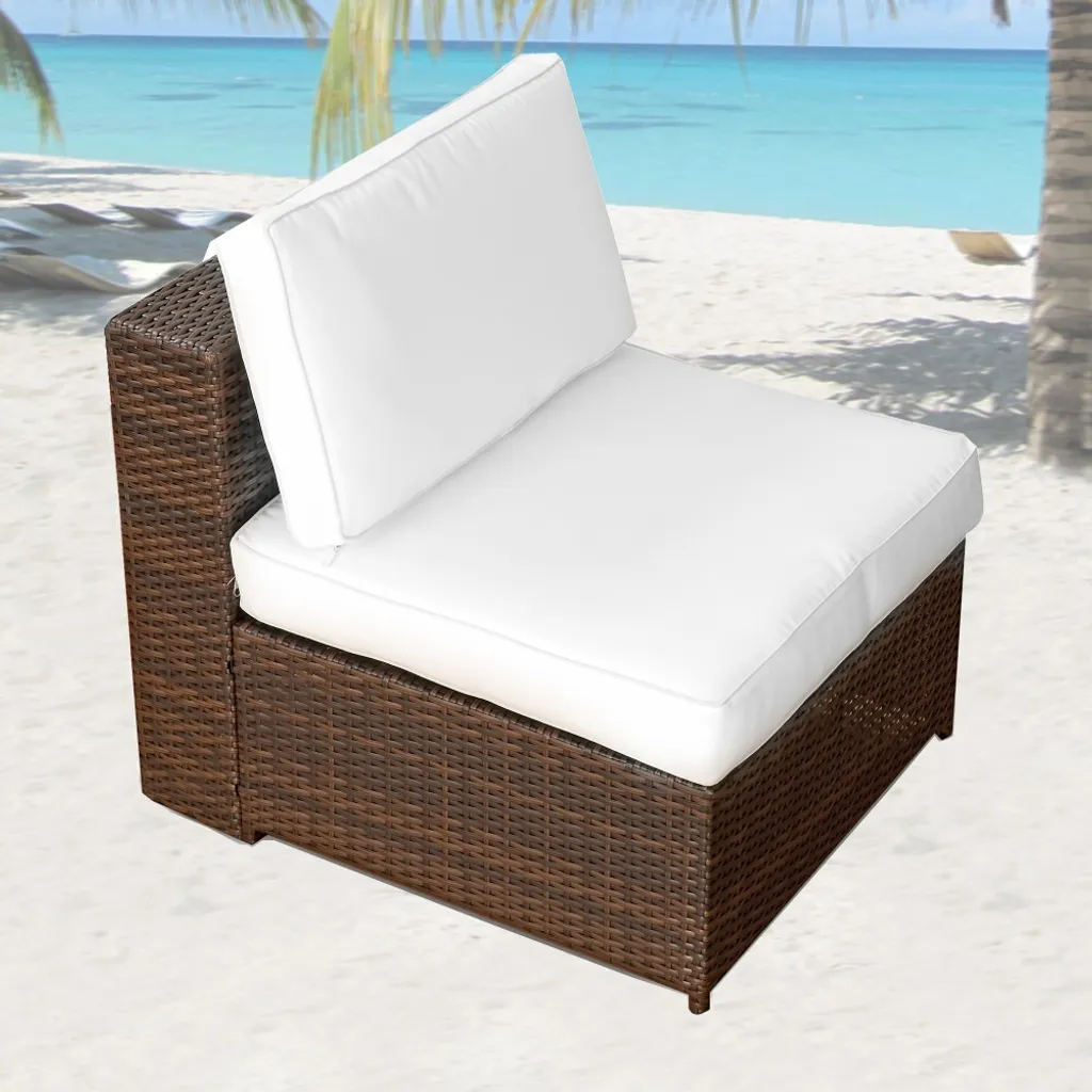 3tlg. (1er) Gartenmöbel Lounge Sessel Ohne Armlehne Polyrattan - Braun-mix 4 3tlg. (1er) Gartenmöbel Lounge Sessel Ohne Armlehne Polyrattan - Braun-mix – Bild 4