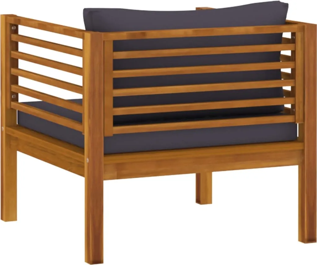 VidaXL Gartenstuhl Mit Dunkelgrauen Kissen Massivholz Akazie 5 VidaXL Gartenstuhl Mit Dunkelgrauen Kissen Massivholz Akazie - Image 5