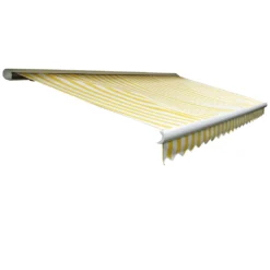 Elektrische Kassetten-Markise H122, Vollkassette Volant 4x3m Polyester Gelb/Weiß -Stil Beet Verkaufsgeschäft 2ede2b3c97b4b892b42f187216ce8016