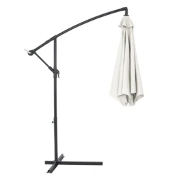Kingsleeve Sonnenschirm Mit Ständer 300 Cm Groß UV Schutz 40+ Kurbel Neigbar Alu Wasserabweisend Windfest Ampelschirm Garten Terrasse Balkon, Farbe:creme -Stil Beet Verkaufsgeschäft 305780dc4bd4825286dc0a3fdc5624b6