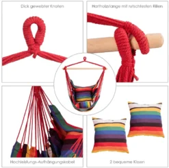 COSTWAY Hängesessel Ø50cm Sitzfläche 160kg Belastbar Hängeschaukel Mit 2 Kissen Hängestuhl Hängematte Hängesitz Rot -Stil Beet Verkaufsgeschäft 30e05da6b68919f5cedef9e4c61cc47b