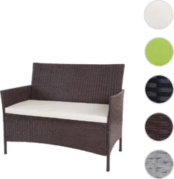 Poly-Rattan Gartenbank Hamar, Sitzbank Bank Braun-meliert, Kissen Creme -Stil Beet Verkaufsgeschäft 338debdb3556ceb0458e5554981c1449