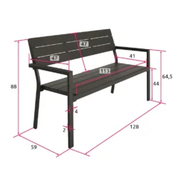 Tectake Gartenbank Line 2-Sitzer Mit Aluminiumrahmen 128x59x88cm - Dunkelgrau -Stil Beet Verkaufsgeschäft 33f4ae70878a47dd9af9e555fa0e6e12